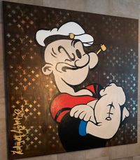 Popeye - 1.00m X 1.00m - Acrylverf op linnen &amp; bladgoud